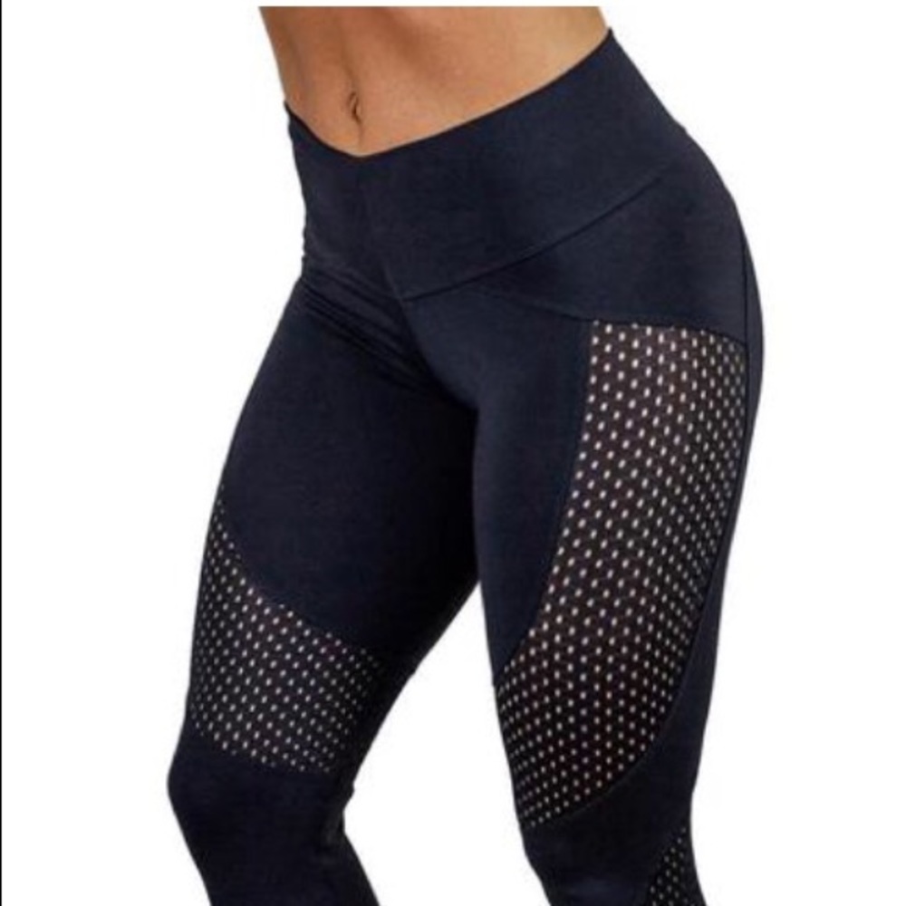 Black Mesh Panel Leggings